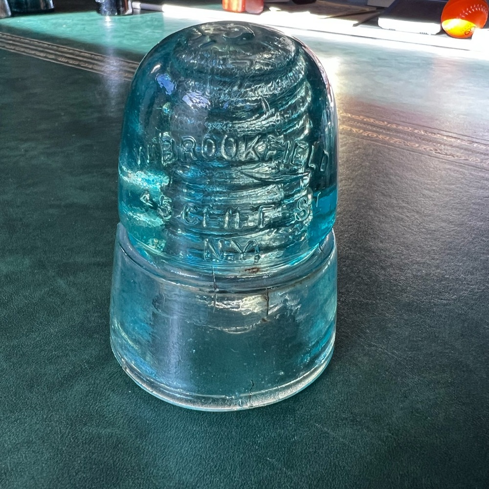 Vintage Antique Telephone Wire Glass Insulator Brookfield NY